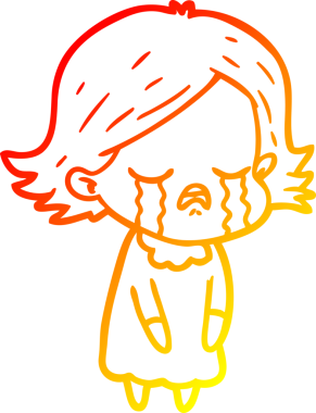 Bir insan tarafından çizilmiş ağlayan çizgi film kızı çizimi.