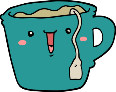 Bir insan tarafından çizilmiş şirin bir kahve fincanı.