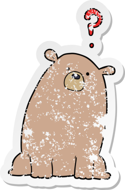 Bir insan tarafından çizilmiş garip bir ayının sıkıntılı çıkartması.