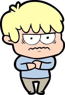 Bir insan tarafından çizilmiş sinirli çizgi film çocuğu.