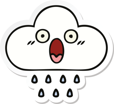 Bir insan tarafından çizilmiş şirin bir yağmur bulutunun çıkartması.