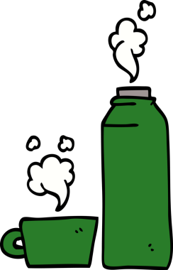 Bir insan tarafından çizilmiş matarada karalama sıcak içeceği.