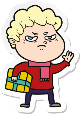 Bir insan tarafından çizilmiş kızgın bir adamın çıkartması.