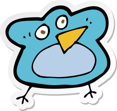 Bir insan tarafından çizilmiş komik bir çizgi robin çıkartması.