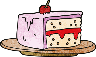 Bir insan tarafından çizilmiş bir pasta dilimi.