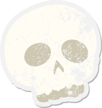 Bir insan tarafından çizilmiş Ürkütücü Kafatası grunge çıkartması.