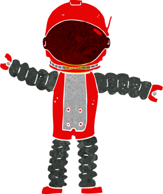 Bir insan tarafından çizilmiş bir astronot.