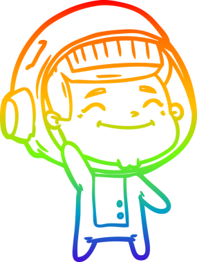 gökkuşağı gradyan çizimi mutlu bir çizgi astronot çizimi bir insan tarafından çizildi