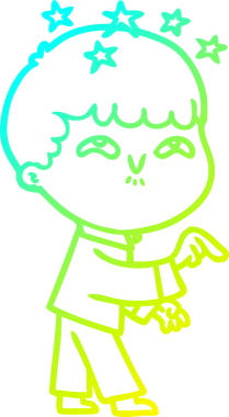 Bir çizgi film karakteri, bir insan tarafından çizilmiş soğuk gradyan çizimi.