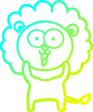 Bir insan tarafından çizilmiş mutlu çizgi film aslanı çizimi.