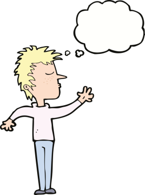 Düşünce baloncuğu bir insan tarafından çizilmiş bir karikatür.