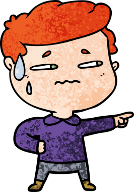 Çizgi filmdeki endişeli adam bir insan tarafından çizilmiş.