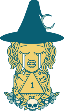 Retro Dövme Tarzı Hüzünlü Yarı Ork Cadı Karakteri