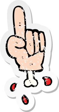 Bir insan tarafından çizilen cadılar bayramı elini gösteren karikatürün gerilimli yapıştırması.