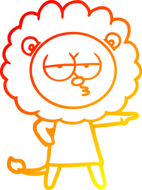 Bir insan tarafından çizilen ve canı sıkılan bir aslanın sıcak çizgi çizimi