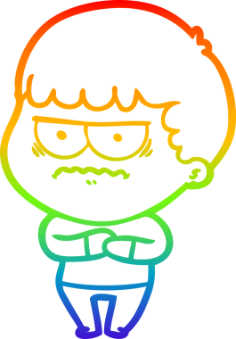 Gökkuşağı gradyan çizgi çizimi Bir insan tarafından çizilmiş rahatsız bir adam