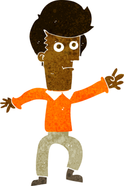 Bir insan tarafından çizilen çizgi film adamı.