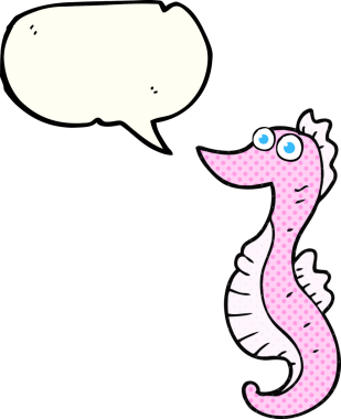 Bir insan tarafından çizilmiş serbest çizilmiş çizgi roman konuşma balonu karikatürü deniz atı