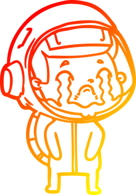 Bir insan tarafından çizilmiş, ağlayan bir astronotun sıcak çizgi çizimi