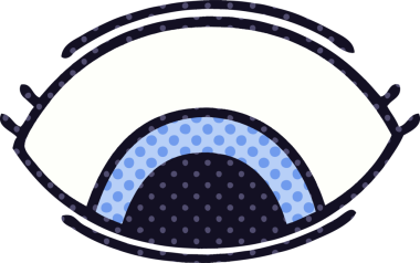 çizgi roman tarzı bir göz karikatürü bir insan tarafından çizilmiş.