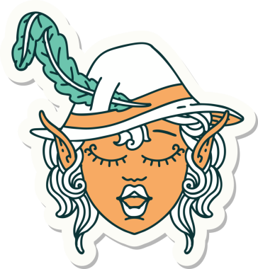 Bir insan tarafından çizilmiş bir elf şair karakteri çıkartması.