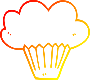 Bir insan tarafından çizilmiş çizgi film kekinin sıcak gradyan çizgisi.