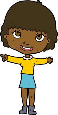 Bir insan tarafından çizilmiş mutlu kadın çizgi filmi.