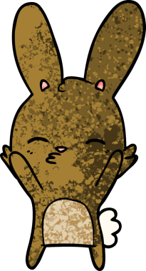 Bir insan tarafından çizilmiş meraklı tavşan çizgi filmi.