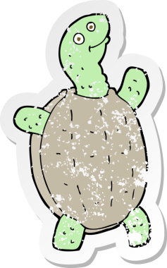 Bir insan tarafından çizilmiş mutlu kaplumbağa çizgi filminin gerilimli yapıştırması.