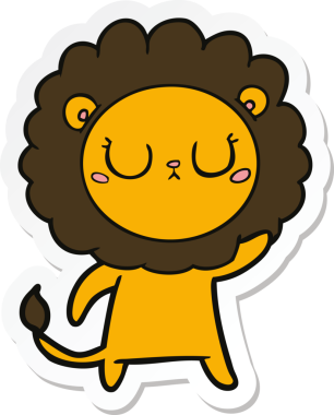 Bir insan tarafından çizilmiş karikatür aslanının çıkartması.