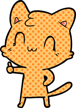 Bir insan tarafından çizilmiş mutlu bir kedi.