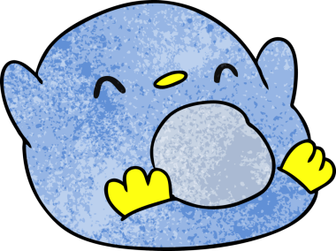 Bir insan tarafından çizilmiş sevimli bir penguenin desenli çizimi kawaii.