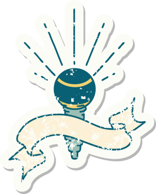 Bir insan tarafından çizilmiş dövme stili bir mikrofonun eski etiketi.