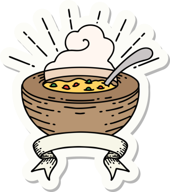 Bir insan tarafından çizilmiş bir çorba kasesinin çıkartması.