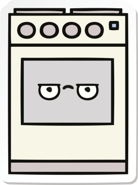 Bir insan tarafından çizilmiş şirin bir mutfak fırınının çıkartması.