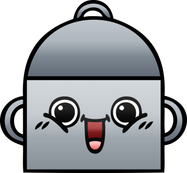 Bir insan tarafından çizilmiş tencerenin gölgeli karikatürü.