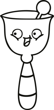 Bir insan tarafından çizilmiş okul çanının çizgi çizimi.