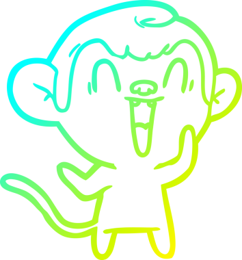 Bir insan tarafından çizilmiş gülen maymun çizgi çizimi.