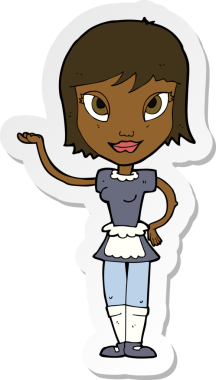 Bir insan tarafından çizilmiş çizgi film hizmetçisinin çıkartması.