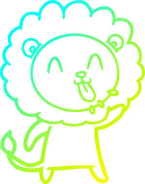 Bir insan tarafından çizilmiş mutlu çizgi film aslanı çizimi.