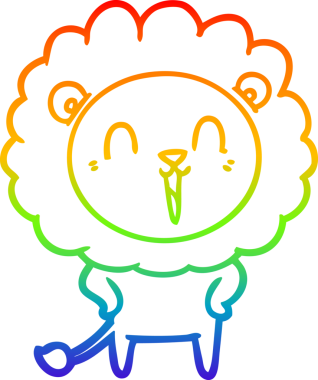 Bir insan tarafından çizilmiş gülen aslan çizgi çizimi.