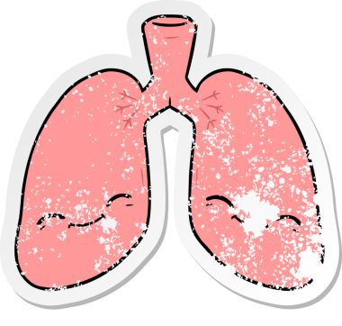 Bir insan tarafından çizilmiş karikatür akciğerlerinin sıkıntılı çıkartması.