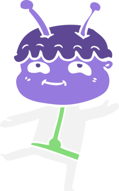 Bir insan tarafından çizilmiş düz renkli çizgi film uzay adamı.