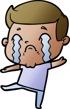 Bir insan tarafından çizilmiş ağlayan çizgi film adamı.