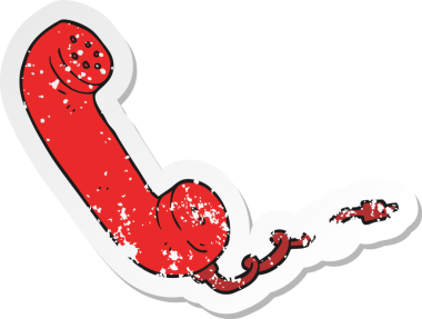 Bir insan tarafından çizilmiş karikatür telefon alıcısının gerilimli yapıştırması.