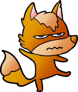 Bir insan tarafından çizilmiş tilki çizgi film karakteri