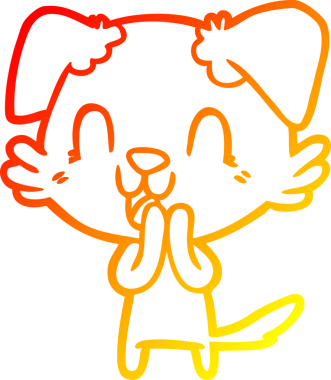 Bir insan tarafından çizilmiş gülen çizgi film köpeğinin sıcak çizgi çizgisi.