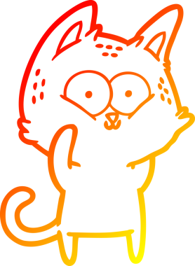 Bir insan tarafından çizilmiş çizgi film kedisinin sıcak çizgi çizimi