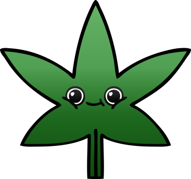 Bir insan tarafından çizilmiş marihuana yaprağının gölgeli çizgi filmi.