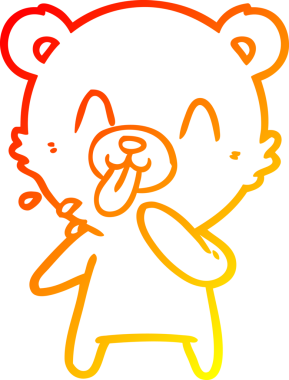 Bir insanın çizdiği dilden çıkan kaba bir kutup ayısının sıcak çizgi çizimi.